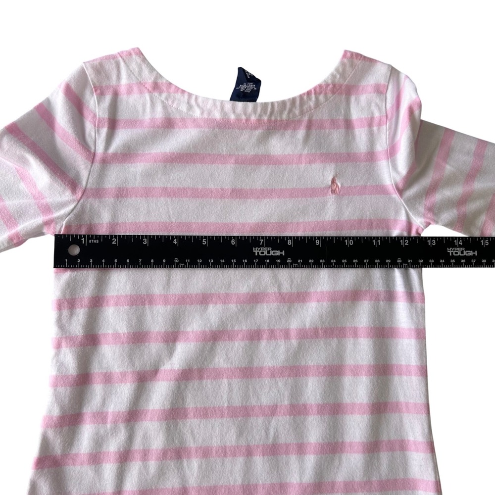 Ralph Lauren Striped Drop Waist Dress Kids 6X Pink White Seersucker Skirt Pony - Picture 4 of 9